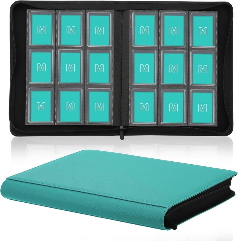 MOSLA Toploader Binder,Trading Card Binder Storage Hold up 288 Cards 9-Pocket Top Loader Binder with Sleeves for 3"x4" Rigid Toploaders Hard Cases (9Cyan5) - Image 1